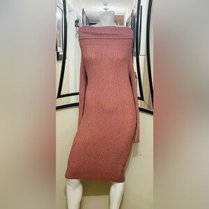 Nina Leonard Asymmetrical Dress in Rust
